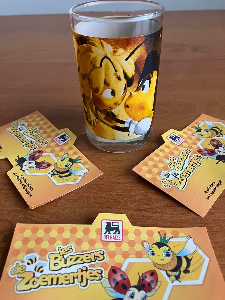 Glas MAYA de BIJ + 12 stickertjes., Verzamelen, Ophalen of Verzenden