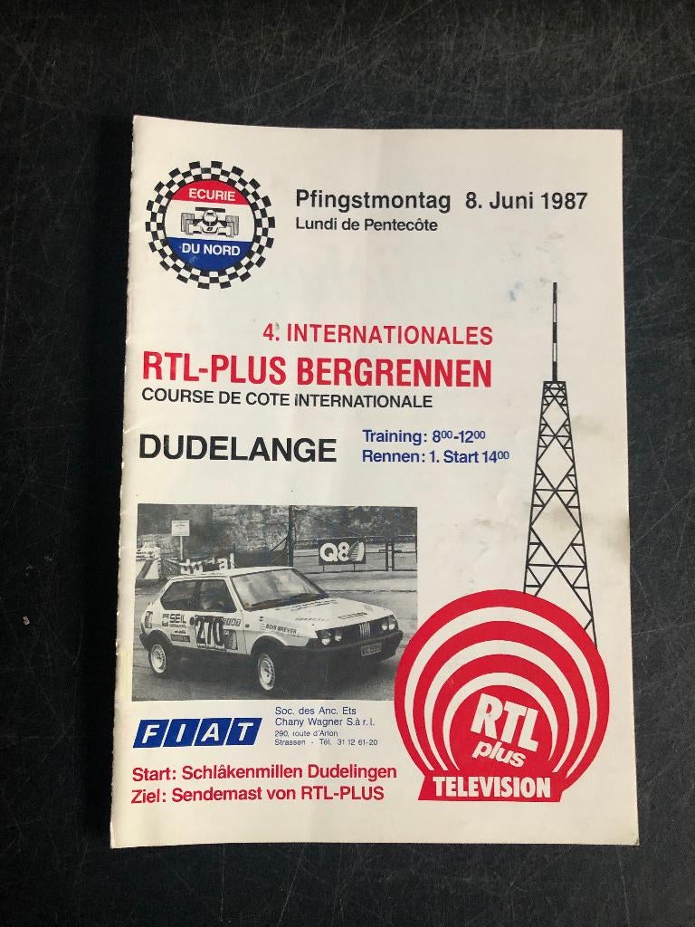programme 1987 Course Cote Dudelange Bergrennen Fiat Ritmo, Enlèvement ou Envoi