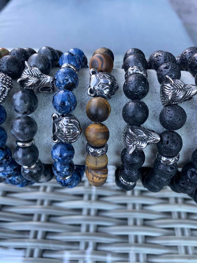 Bracelets en pierre naturelle pour hommes (NOUVEAU), Enlèvement ou Envoi, Neuf, Acier