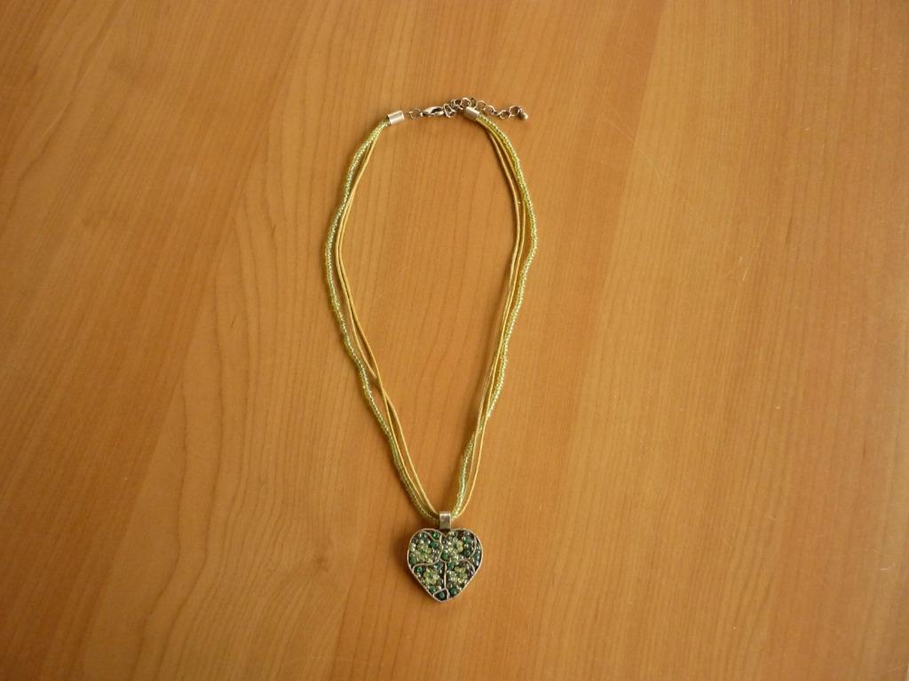 Groene parel touw ketting met groene parel hart bloem hanger, Handtassen en Accessoires, Kettingen, Ophalen of Verzenden