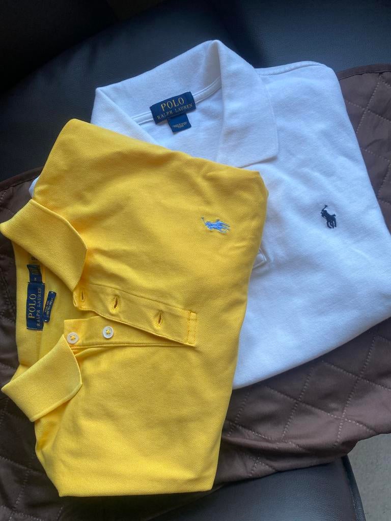 Ralph lauren heren 1x polo wit M 1x geel M, Verzenden, Zo goed als nieuw, Maat 52/54 (L), Wit