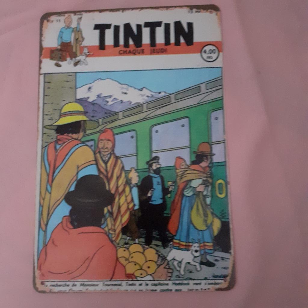 Reclameplaat van Kuifje Afmeting 20cm x 30cm, Ophalen of Verzenden, Zo goed als nieuw