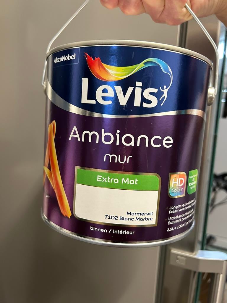 Verf LEVIS AMBIANCE MUR- muurverf Marmerwit 7102 Interieur, Ophalen, Wit, Nieuw, Verf