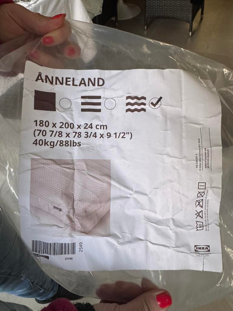 Gloednieuwe Ikea matras 180x200, Huis en Inrichting, Ophalen, Zo goed als nieuw, Matras