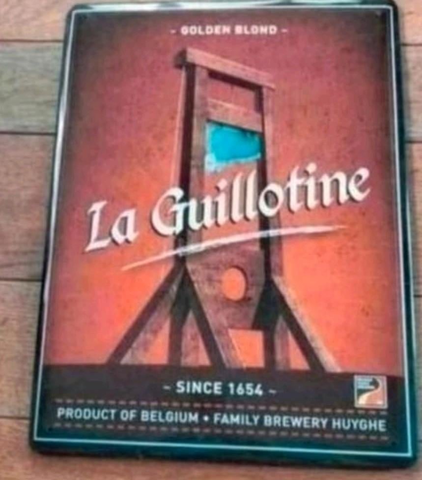 La Guillotine Brewery Huyghe metalen plaat. Conditie: nieuw!, Ophalen of Verzenden