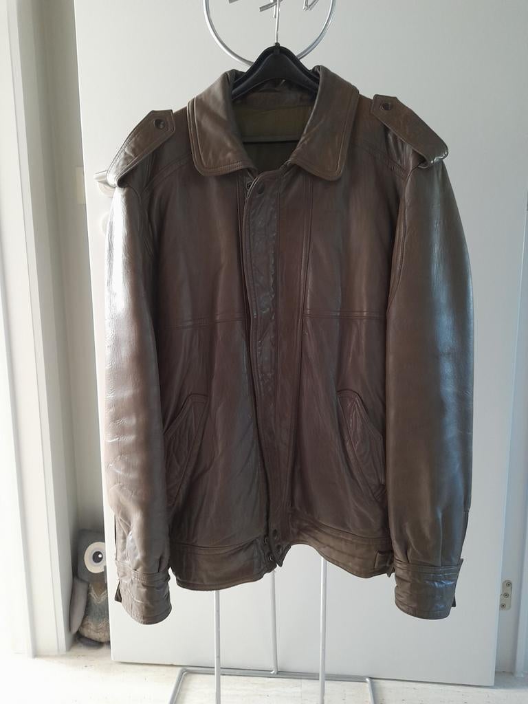 Bruine lederen herenjas  50, Ophalen of Verzenden, Gedragen, Maat 48/50 (M), Bruin