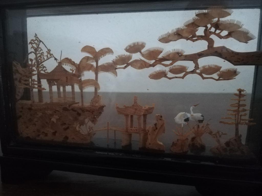 Vintage miniatuur kurk diorama., Antiek en Kunst, Ophalen of Verzenden