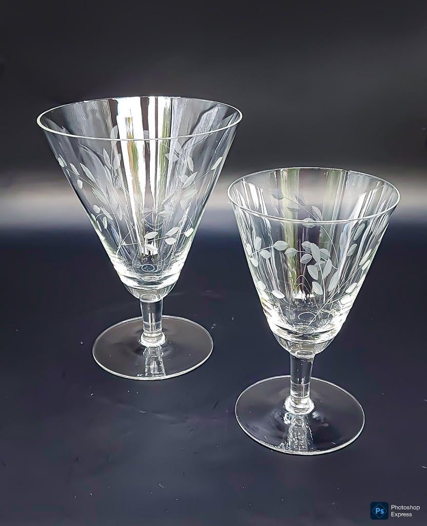 2 verres - cristal - Verreries Boussu vintage, Enlèvement ou Envoi