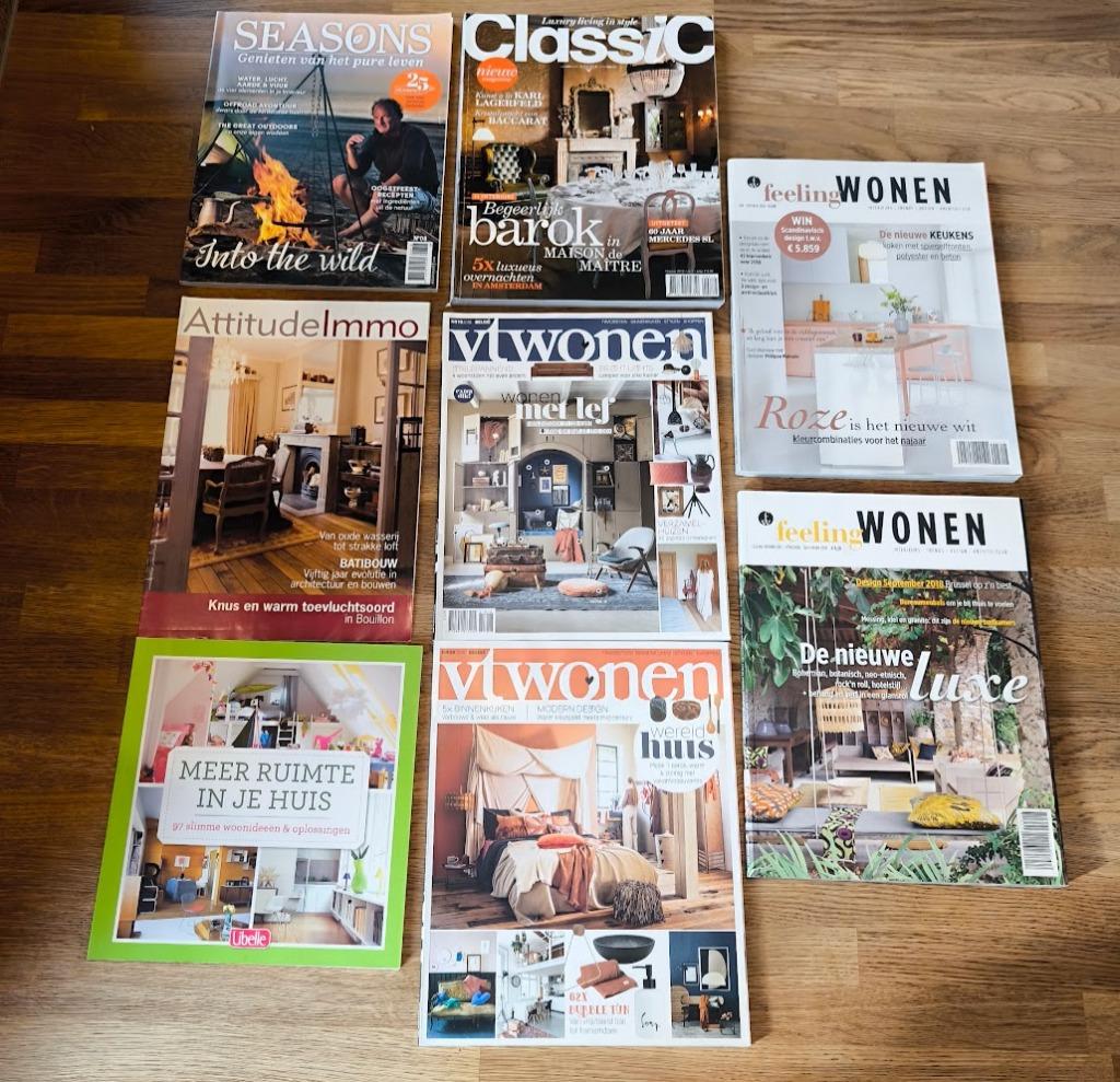 7 magazines dont : TV wonen, Feeling wonen, classic, more r, Enlèvement ou Envoi