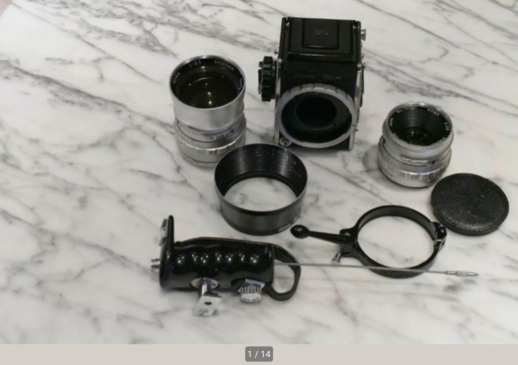 Kowa Six,Kowa 85mm/2.8 en150mm/3.5 en toebehoren, Ophalen of Verzenden, 1940 tot 1960, Fototoestel