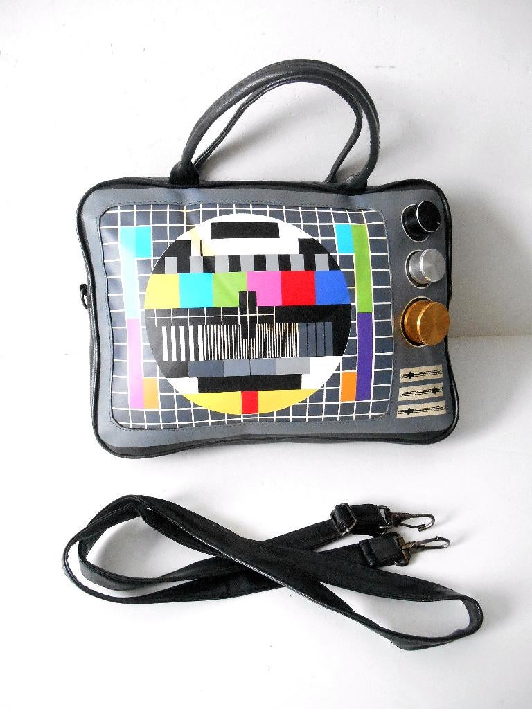 Sac vintage avec image de test de télévision, Enlèvement ou Envoi