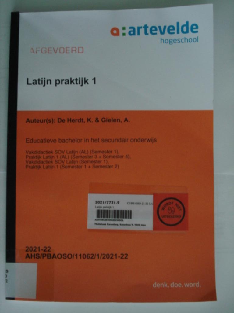 18. artevelde hogeschool Latijn praktijk 1 De Herdt Gielen, Boeken, Studieboeken en Cursussen, Katja De Herdt, Verzenden, Zo goed als nieuw