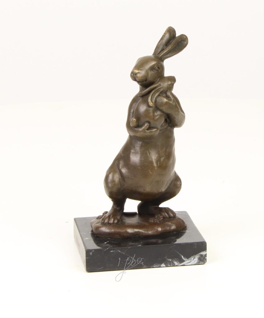 Bronzen Beeld van een konijn met jong GRATIS LEVERING, Antiek en Kunst, Verzenden, Brons