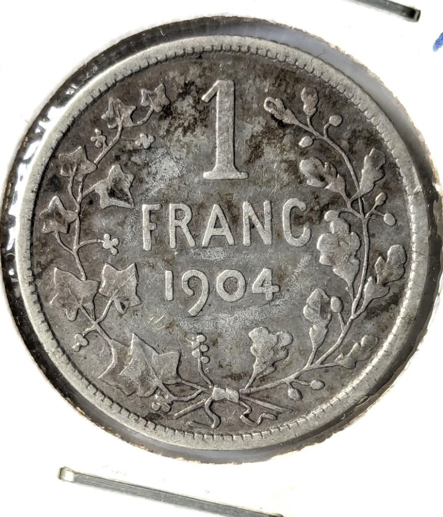 Belgische munt: 1 Franse frank uit 1904 - zilver, Zilver, Ophalen of Verzenden, Losse munt, Zilver
