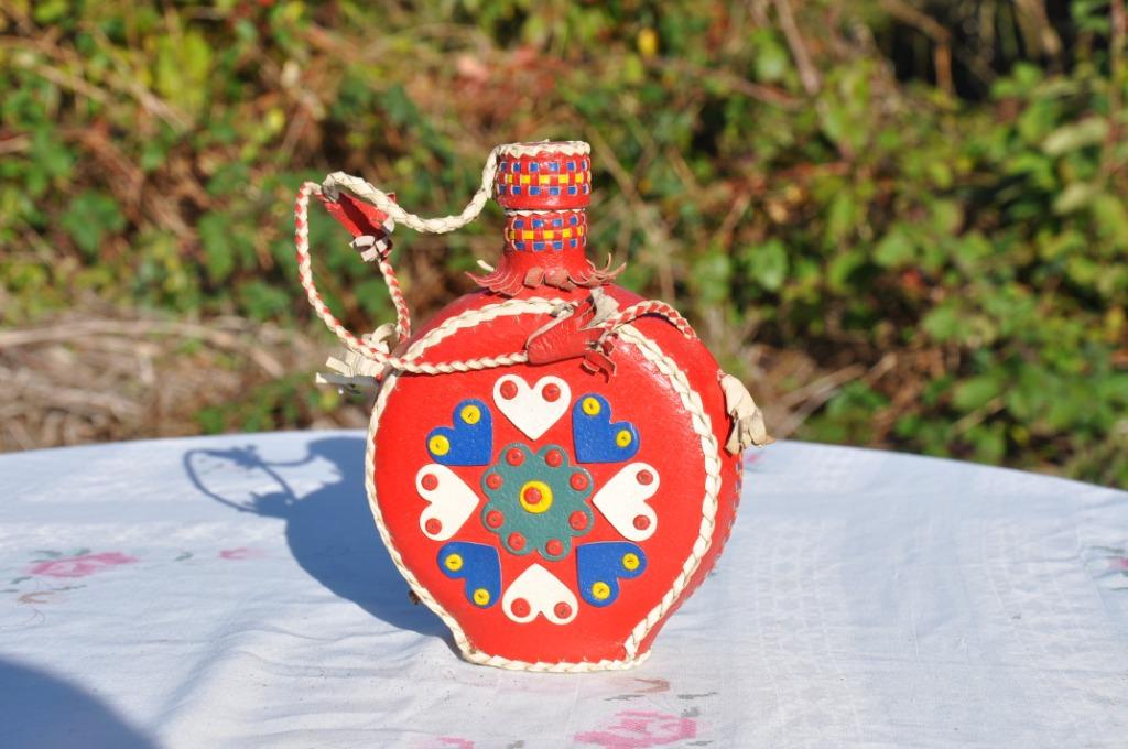 §  gourde pologne en verre recouverte cuir, Antiquités & Art, Enlèvement ou Envoi