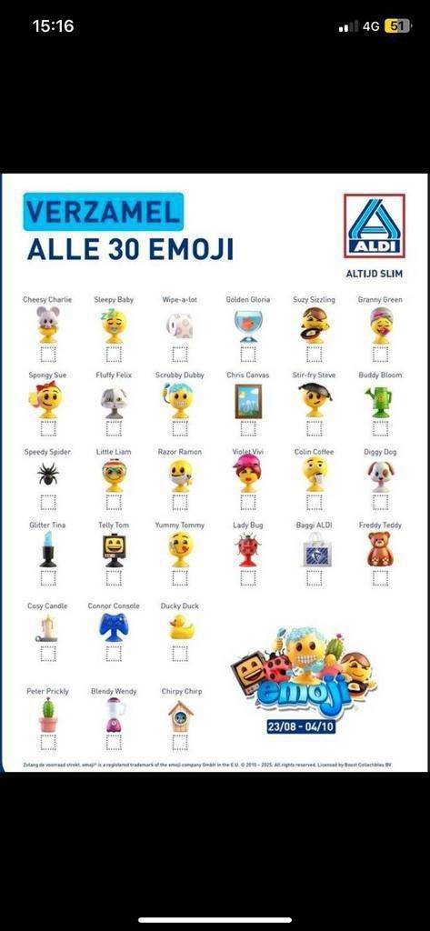 émoji 2025, Collections, Aldi, Enlèvement