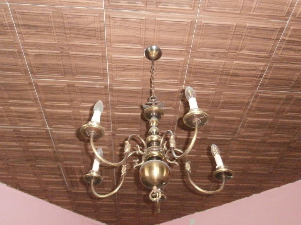 Lustre en laiton 5 branches, Ophalen, Gebruikt