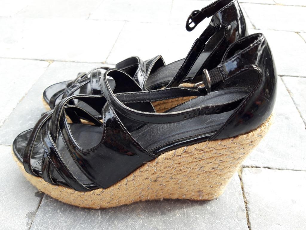 Sandales compensées noires - pointure 39, Kleding | Dames, Ophalen, Zwart, Overige typen, Gedragen