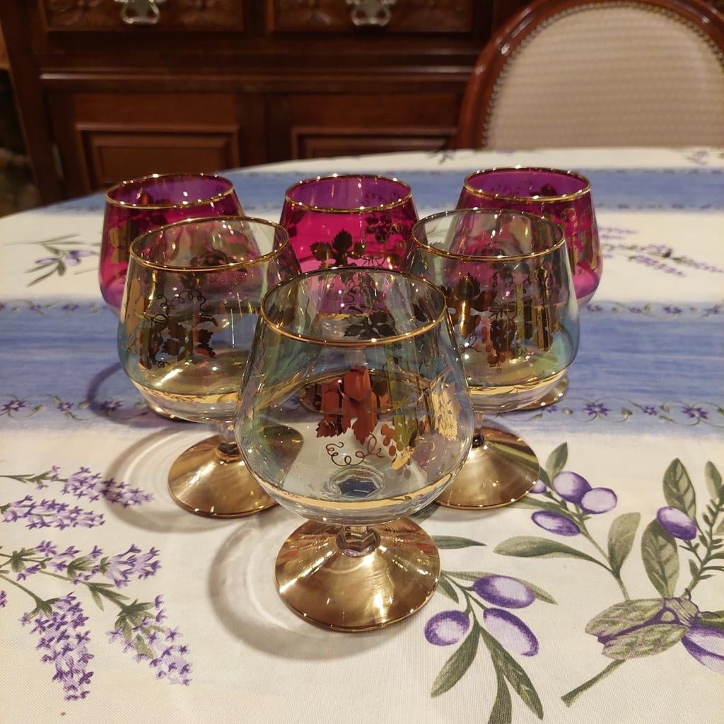 4 mooie gekleurde cognac glazen, Verzamelen, Ophalen of Verzenden, Zo goed als nieuw