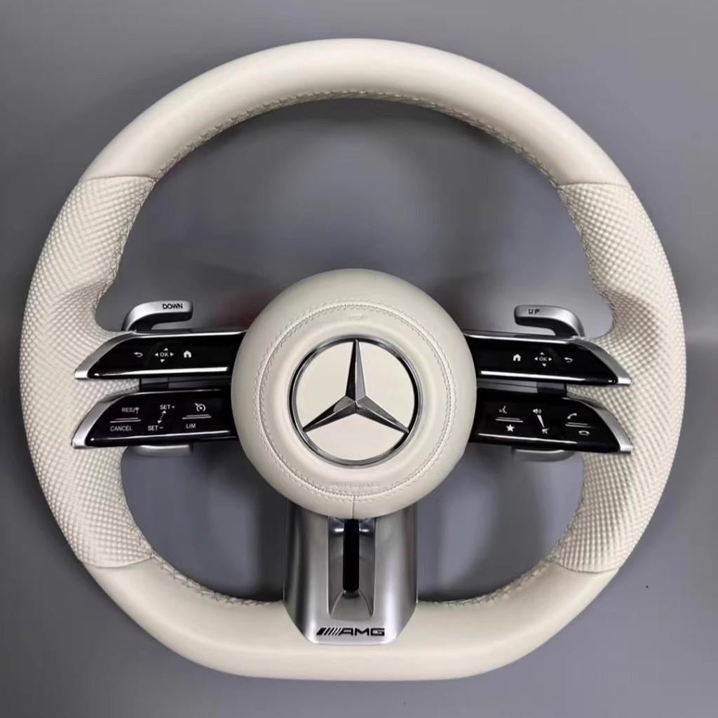 Volant Mercedes libellule en cuir blanc complet amg beige, Autos : Pièces & Accessoires, Commande, Mercedes-Benz, Neuf, Enlèvement ou Envoi