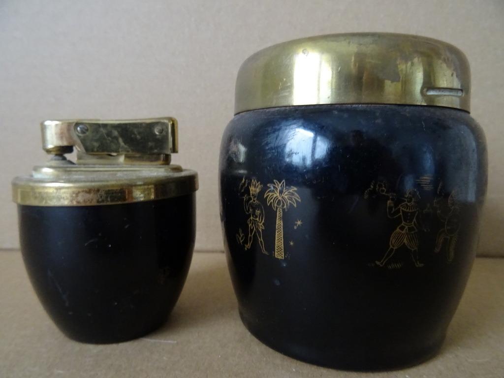 Vintage rookstel vintage aansteker en vintage sigaretten pot, Verzamelen, Ophalen of Verzenden, Gebruikt, Aansteker