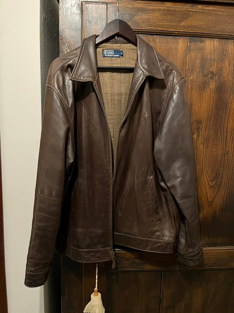 Lams lederen jas Ralph Lauren maat L, Ophalen of Verzenden, Zo goed als nieuw, Maat 52/54 (L), Bruin
