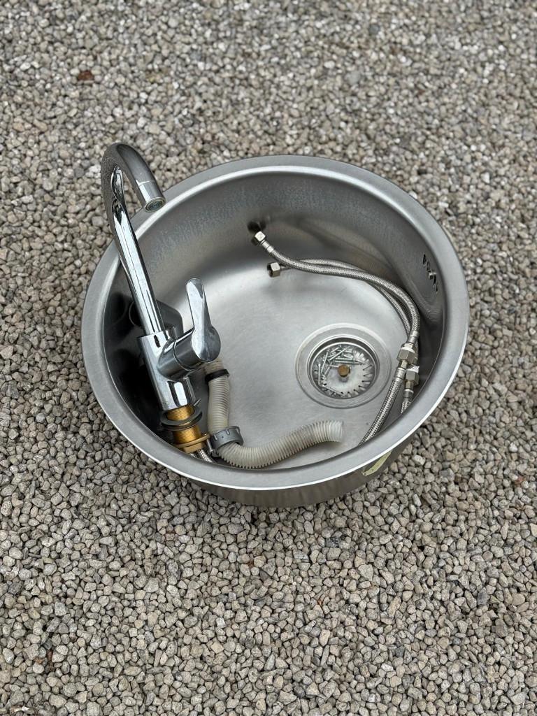 Ronde spoelbak, Doe-het-zelf en Bouw, Ophalen, Gebruikt, Inox, Wastafel
