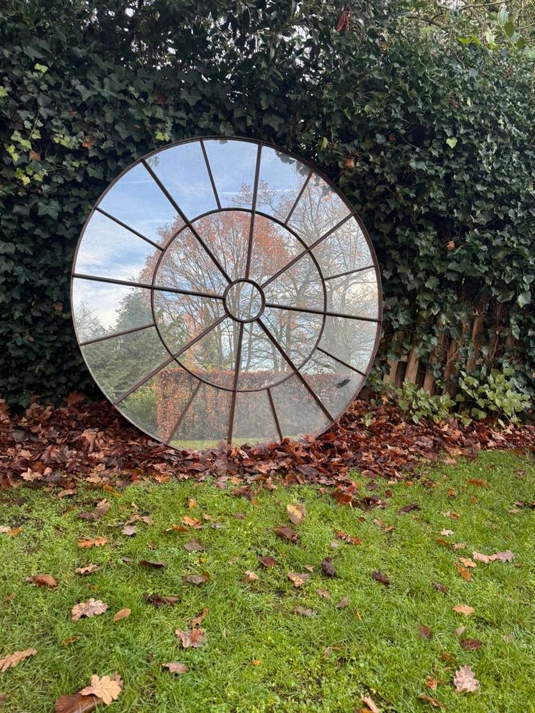 Unieke spiegel rond 1,64m interieur/ exterieur., Ophalen, Rond