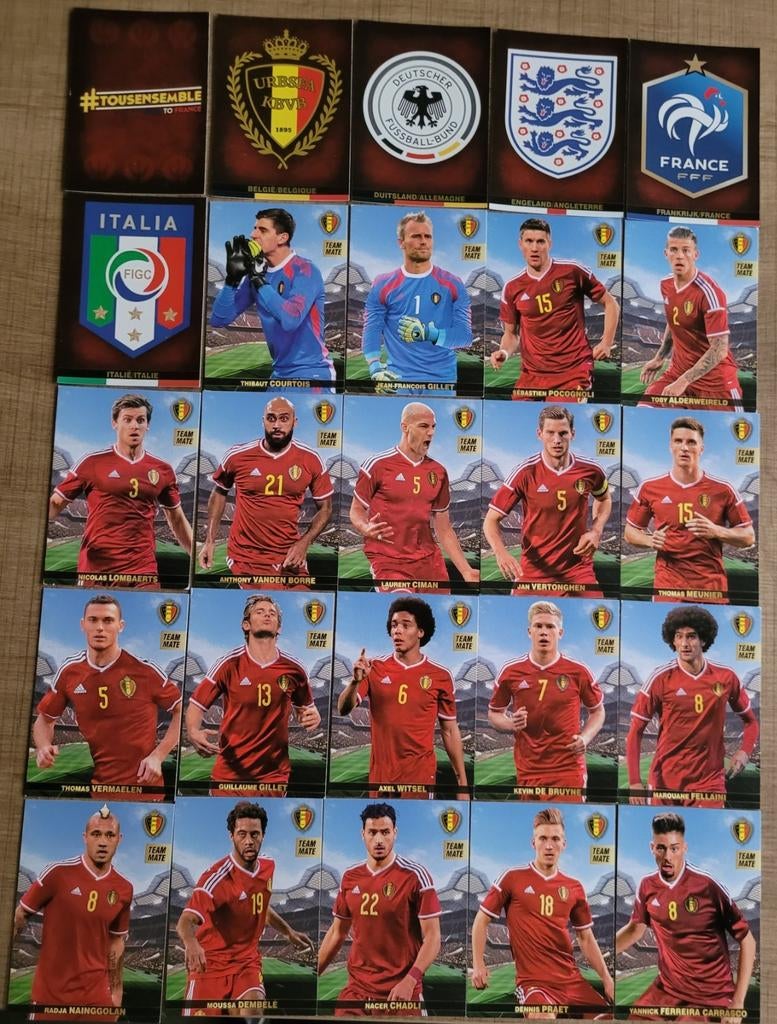 159 Panini voetbalkaarten reeks Tousensemble - Road to Franc, Verzamelen, Ophalen of Verzenden, Zo goed als nieuw, Poster, Plaatje of Sticker