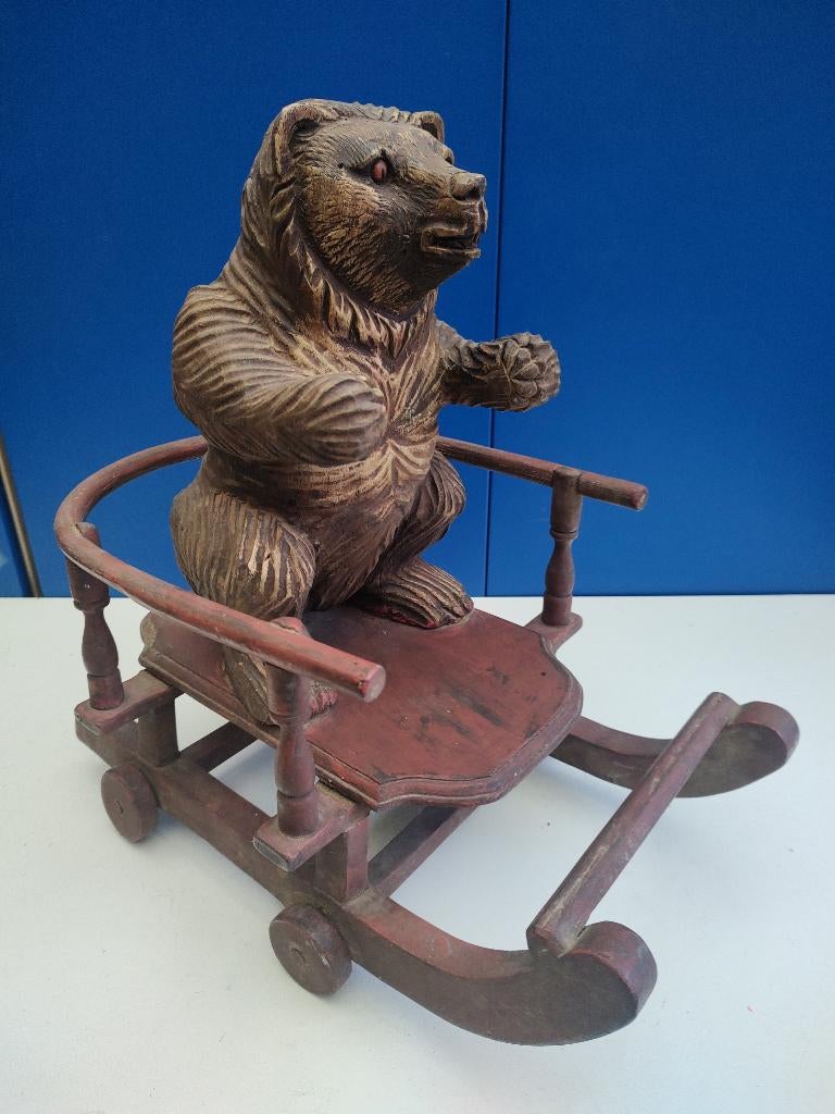 Houten beer op slede , hoogte 45 cm, Verzenden