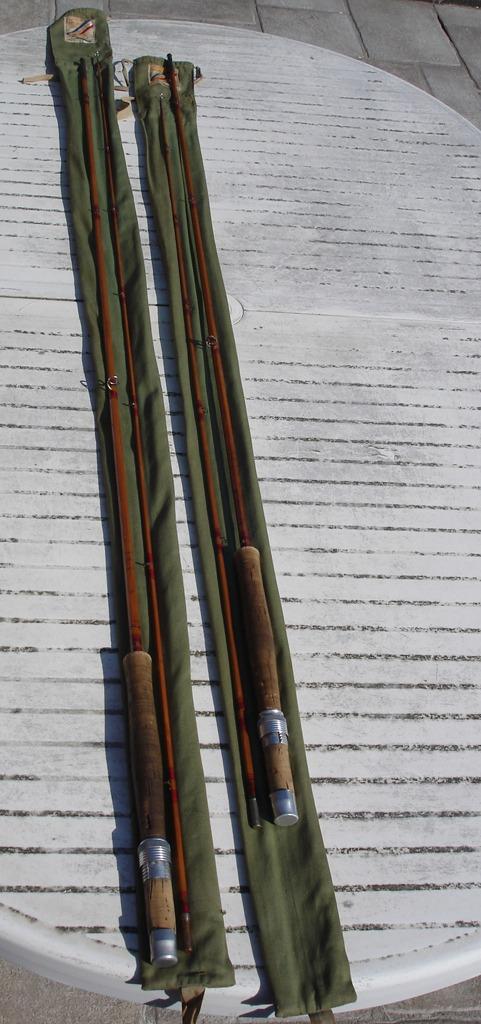 2 vintage vliegvis hengels van Pezon & Michel in splitcane, Watersport en Boten, Ophalen, Gebruikt, Werphengel