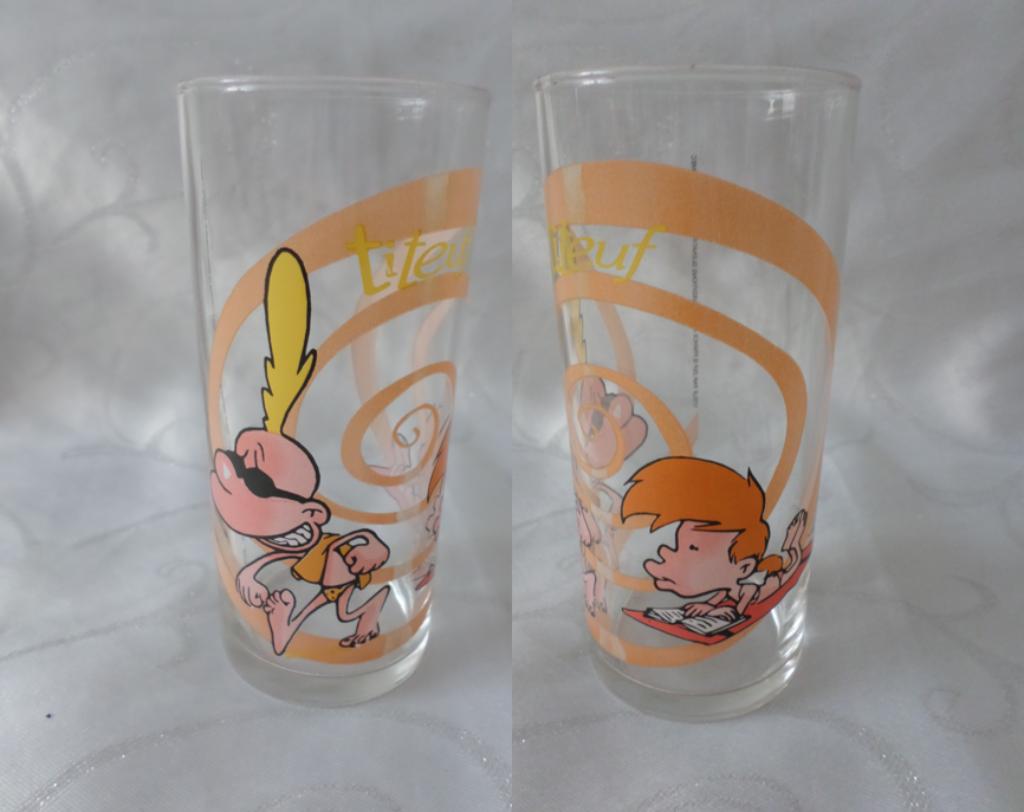 Verre en verre Titeuf et Nadia par Zep Coca Cola McDonald's, Collections, Verres & Petits Verres, Comme neuf, Verre à eau, Enlèvement ou Envoi