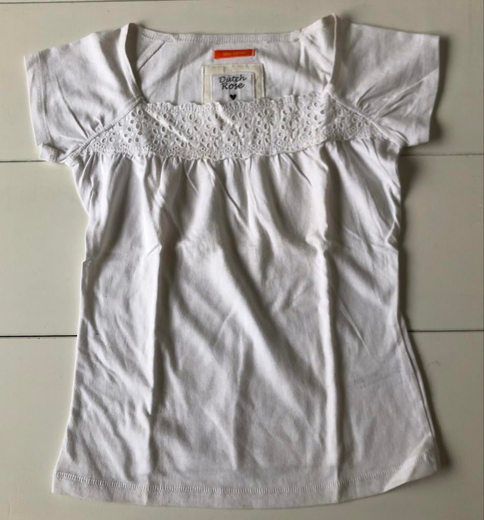 wit t-shirt Hema Dutch Rose 122 128, Kinderen en Baby's, Kinderkleding | Maat 122, Gebruikt, Meisje, Ophalen of Verzenden, Shirt of Longsleeve