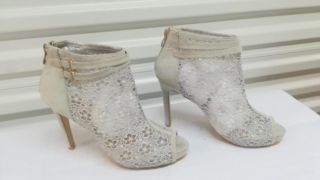 285B* WEIDE jolis boots gris peep toe (41), Neuf, Gris, Chaussures à haut talons, Envoi