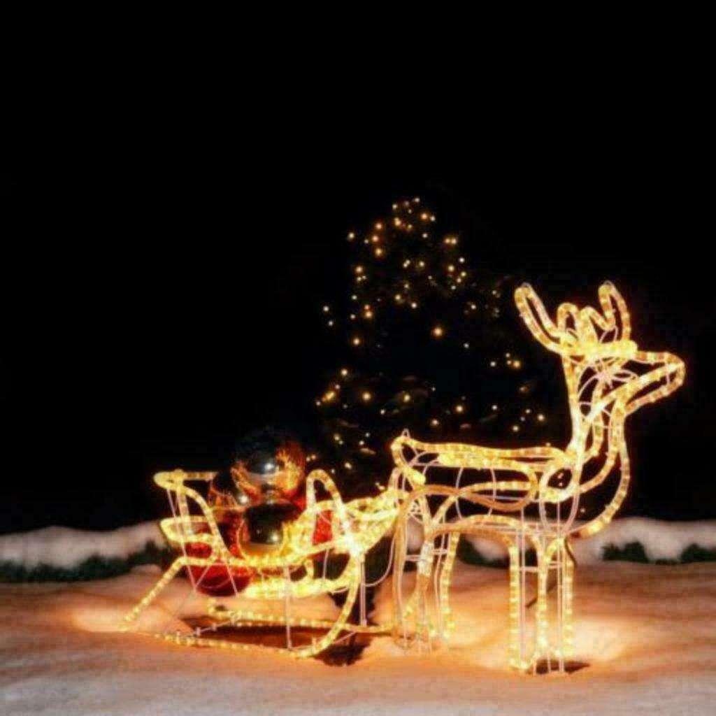 Kerstverlichting Rendier Met Slee + Ledverlichting W-W, Diversen, Ophalen of Verzenden, Nieuw