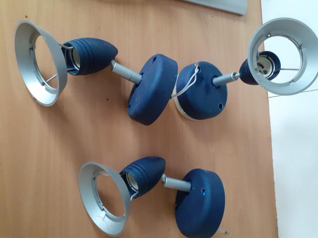 3 spots appliques luminaires muraux bleu/ argent, Enlèvement, Comme neuf, Métal, Moderne