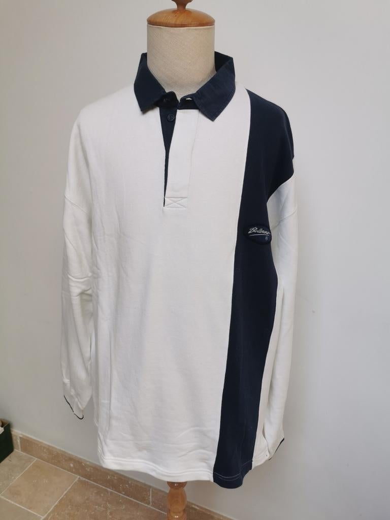 Mooie wit blauwe heren polo van Bellerose Sport, Kleding | Heren, Ophalen of Verzenden, Zo goed als nieuw, Maat 48/50 (M), Wit