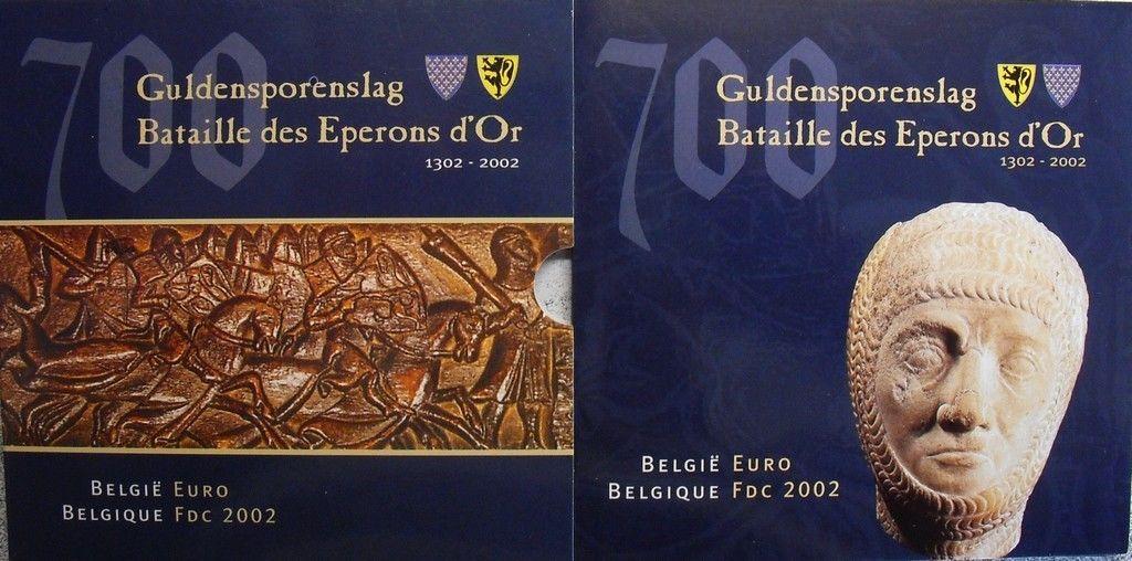 8-delige jaarset Euromunten België 2002 Guldensporenslag FDC, Postzegels en Munten, Ophalen of Verzenden, Overig, Setje