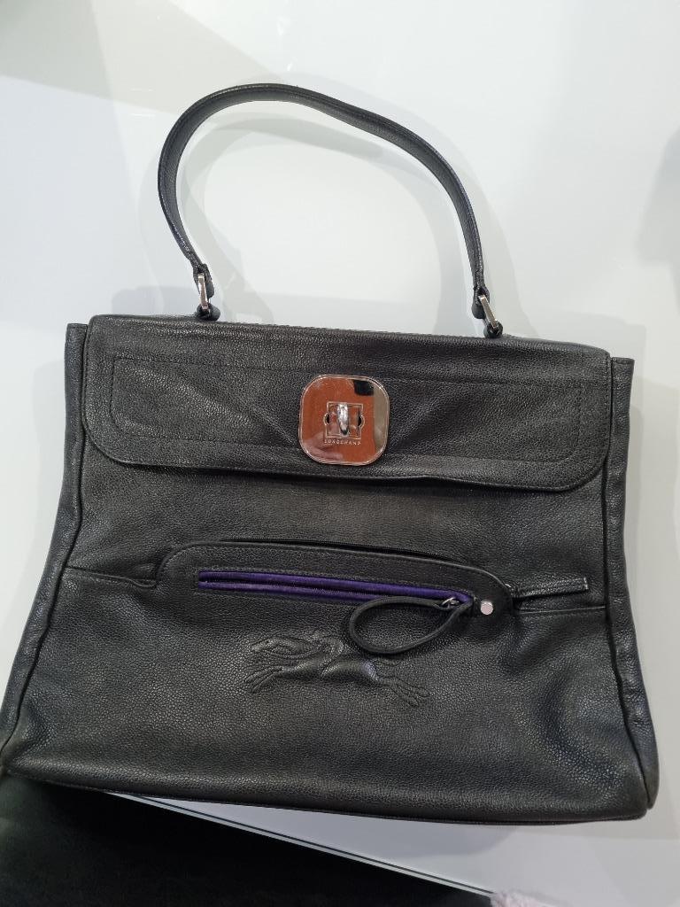 Longchamp zwarte tas met 1 handvat, Ophalen of Verzenden, Zwart, Handtas