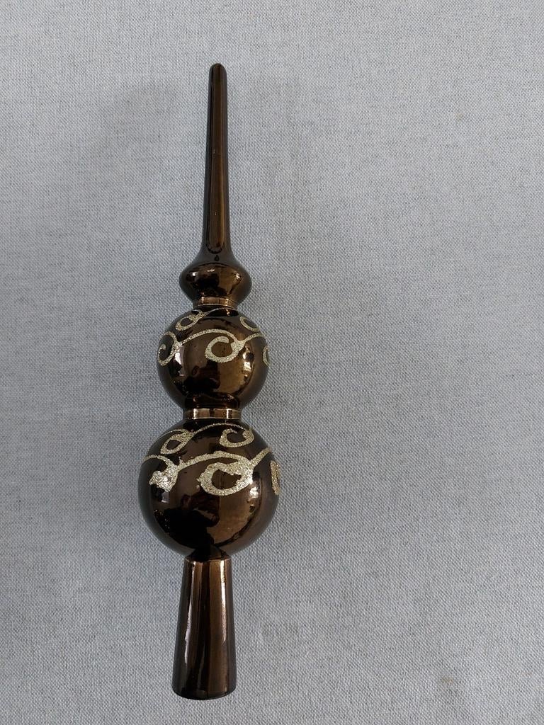Vintage Kerstpiek chocolade-bruin goudkleurig versiering28cm, Diversen, Kerst, Ophalen of Verzenden, Gebruikt