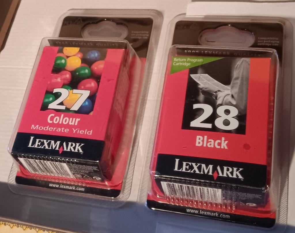 LEXMARK 2 ongebruikte cartridge colour 27/black 28, Enlèvement ou Envoi, Neuf, Cartridge, Lexmark