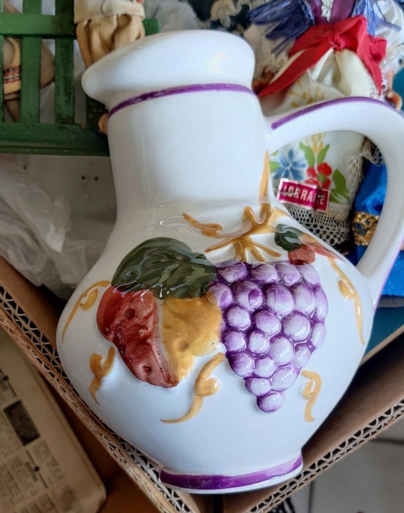 pichet barbotine + 4  verres idem vintage, Enlèvement