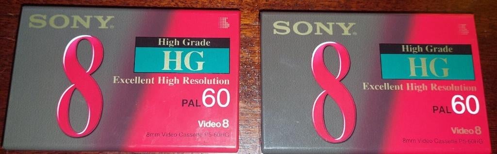 2x Sony Video8 Hi8 cassette P5-60HG  – SEALED, Ophalen of Verzenden, 8mm, Camera