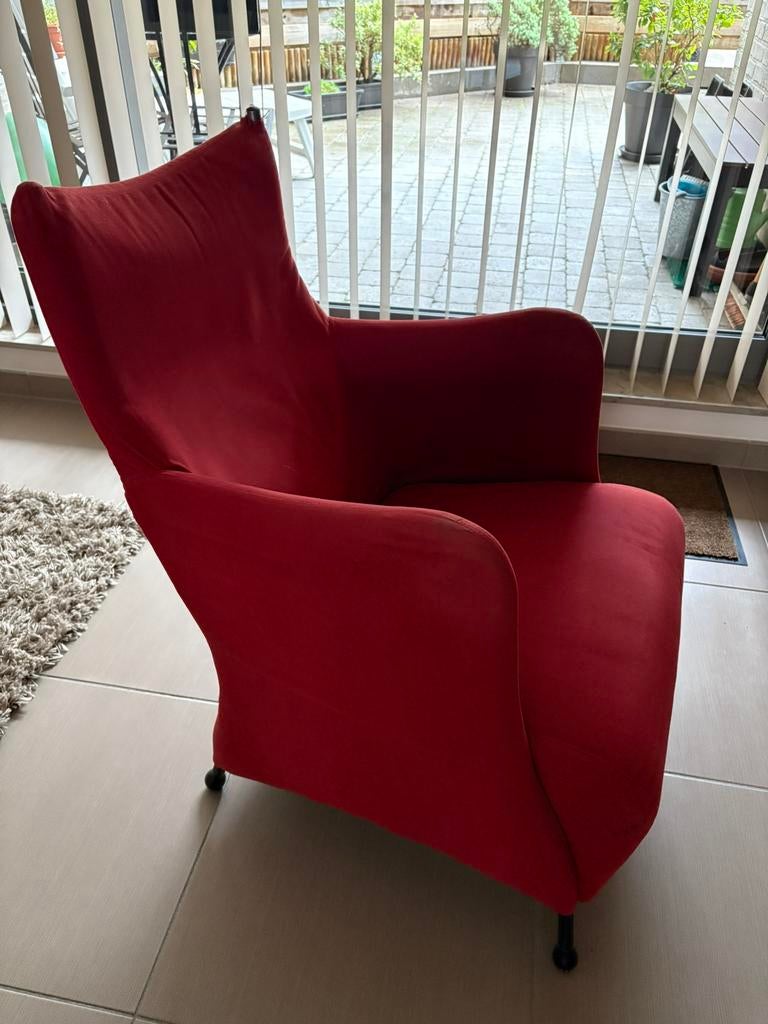 Chaise vintage confortable rouge chaud, Enlèvement, Utilisé