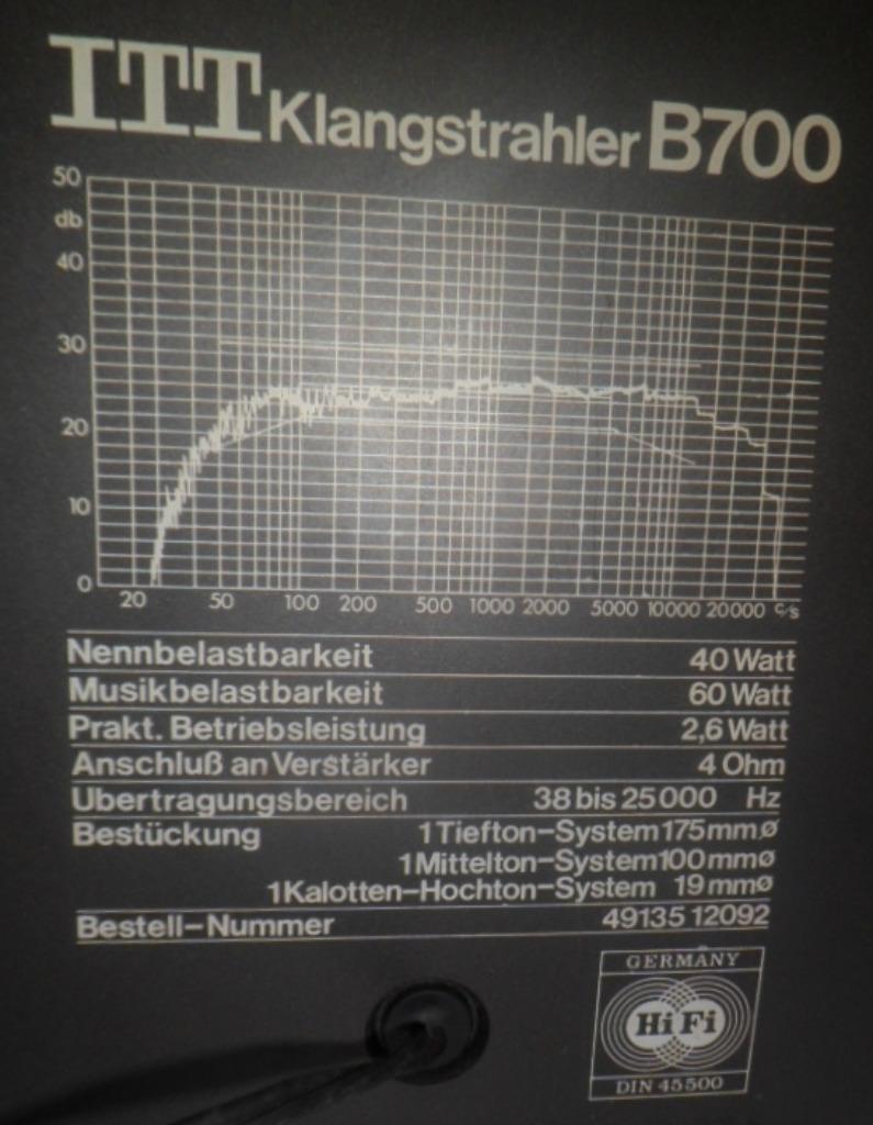 ITT Klangstrahler B700, 3-weg luidsprekerbox in goede staat, Audio, Tv en Foto, Ophalen, Gebruikt