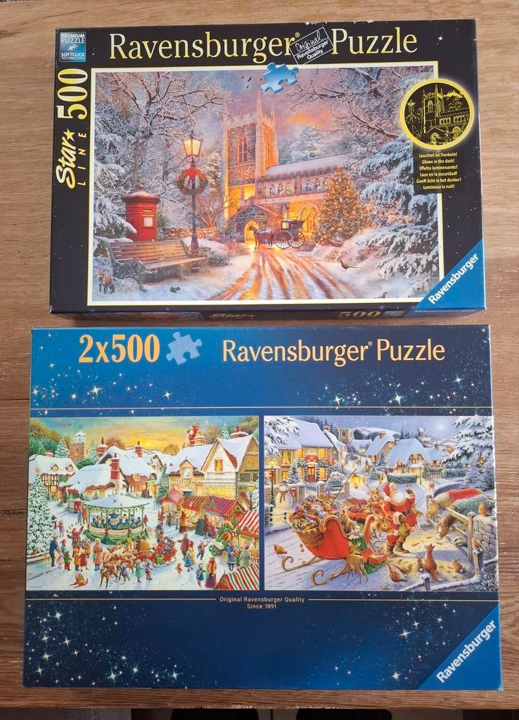 Kerstpuzzels Ravensburger 500 stukjes., Ophalen of Verzenden