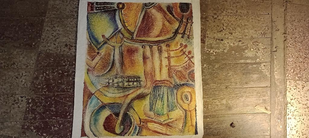 Toile abstraite à recadrer,signé Serge Montegnies,40x50,n561, Antiquités & Art, Enlèvement ou Envoi