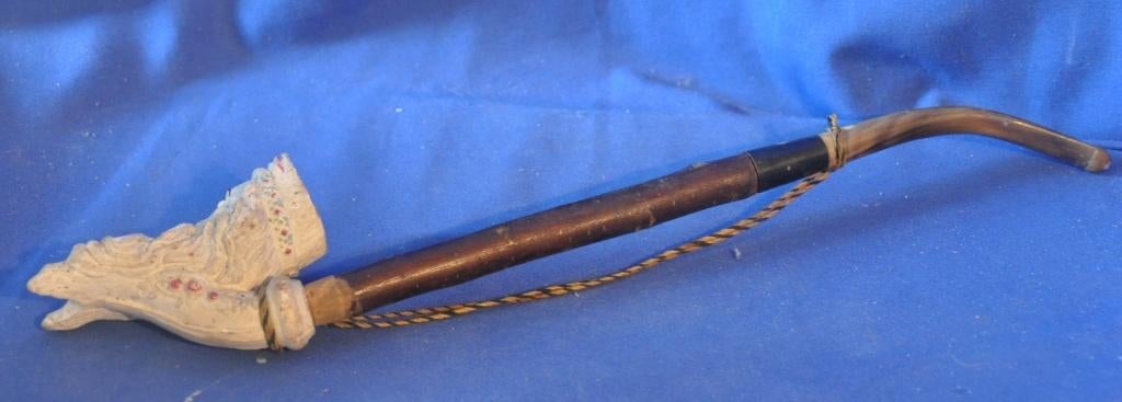 pipe tête arabisante en terre de pipe colorée, Verzamelen, Rookartikelen, Aanstekers en Luciferdoosjes, Gebruikt, Overige typen
