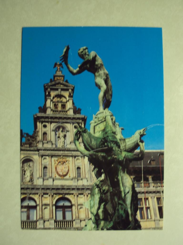 55224 - ANTWERPEN - STADHUIS EN BRABO - ZIE 2 FOTO'S, Verzenden, Antwerpen