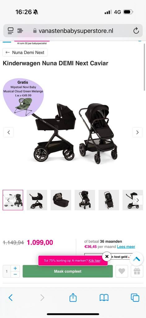 Nuna demi grow caviar complete kinderwagen met wieg 3 in 1, Ophalen, Kinderwagen, Met reiswieg
